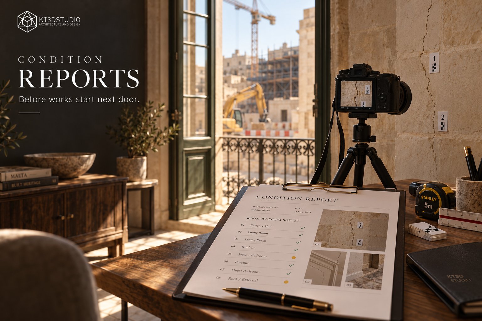 Pre-construction condition report in Malta — documenting a property before neighbouring works