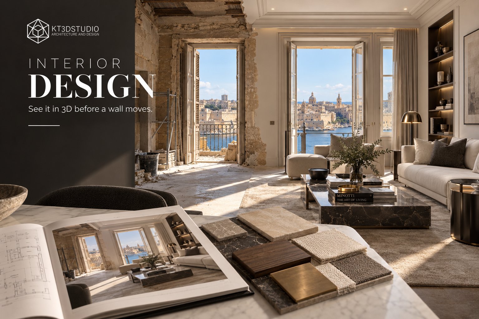 Interior design in Malta — raw space transformed into the finished design